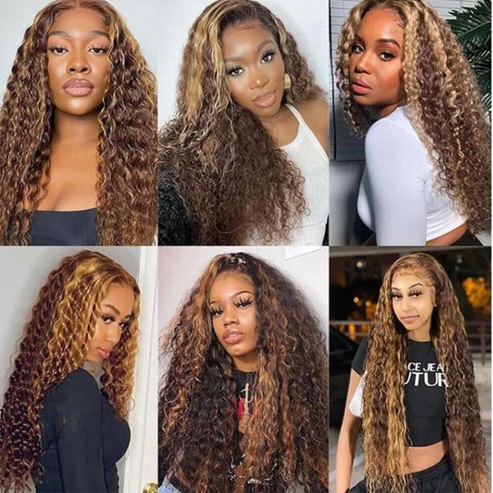 Honey Brown Bundles Human Hair Ombre Deep Wave 3 Bundles 30 32 34 Inch Brazilian Virgin Two Tone Black Mixed With Chocolate Brown Bundle