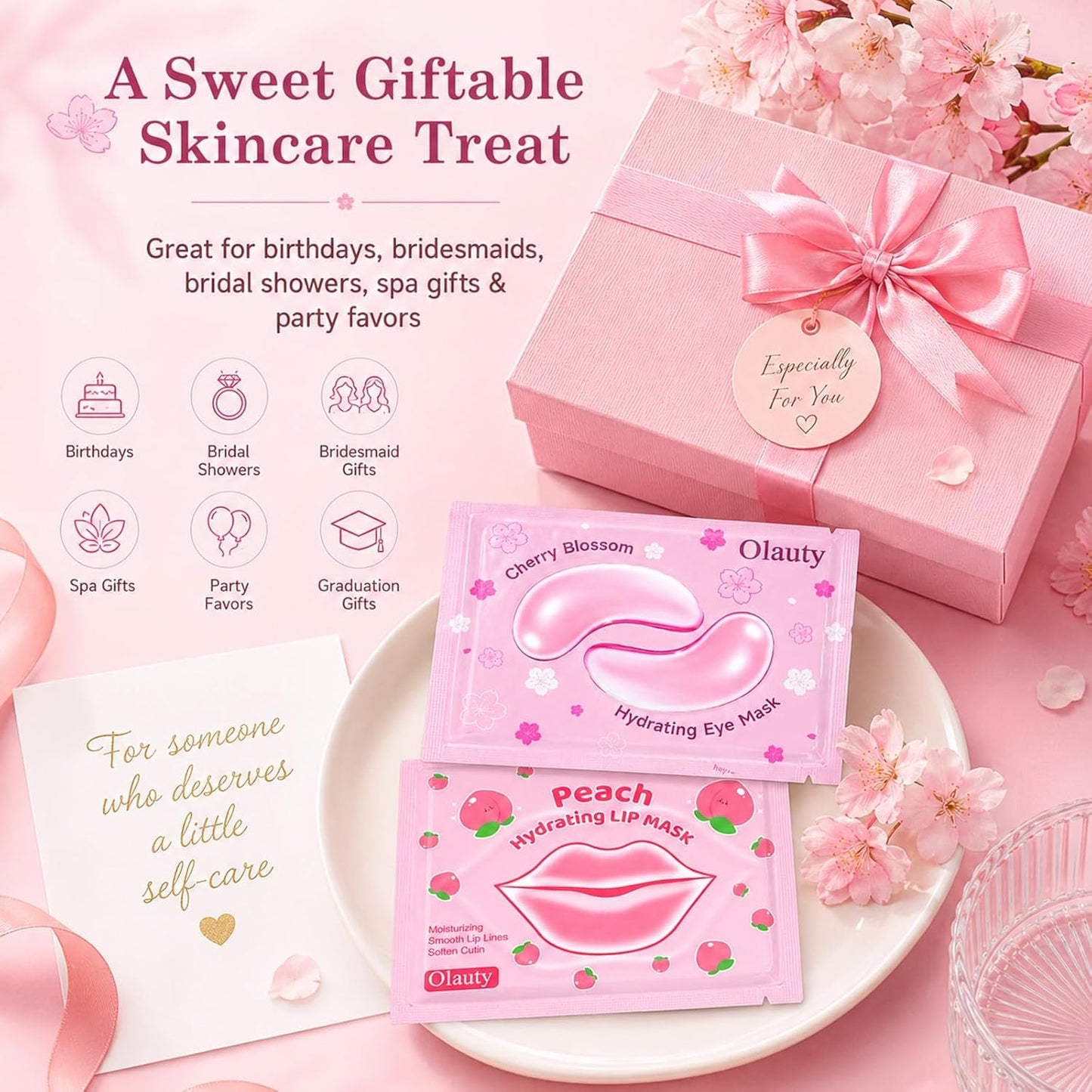 30 Pairs Lip Mask & Under Eye Patches - Pink Collagen Eye Mask Pads | Perfect Spa Gifts for Women, Birthday & Bridal Shower Favors