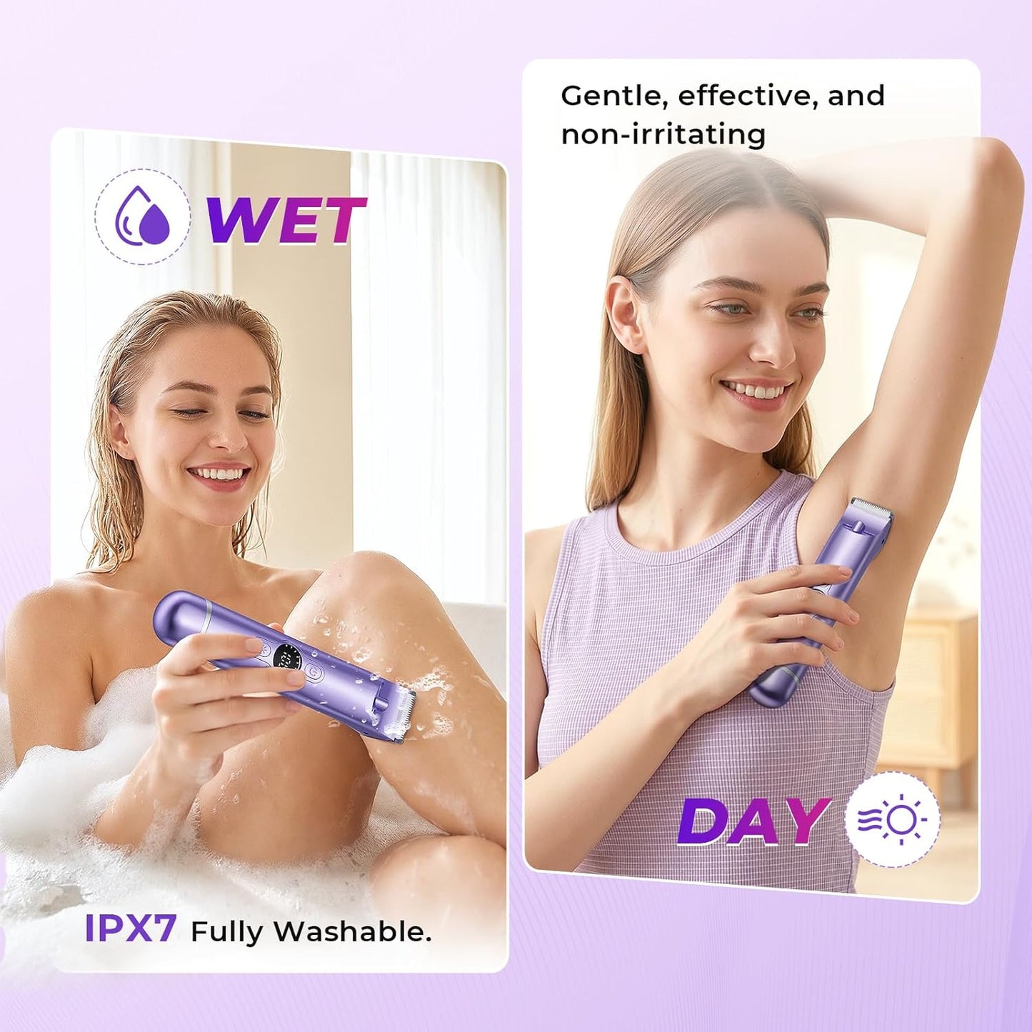 Bikini Trimmer for Women - 4-in-1 Electric Razor with Dual Heads | Wet & Dry Use, Rechargeable for Body, Face & Sensitive Areas