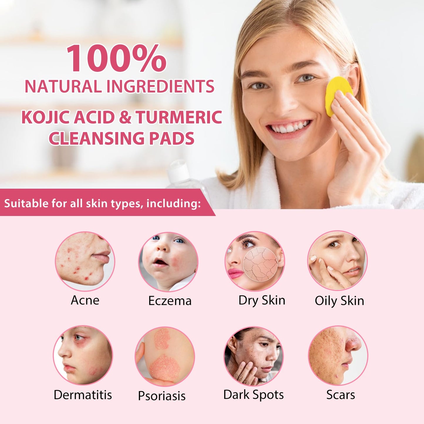 A r b c r n Turmeric Cleansing Pads 2 Pack,Kojic Acid and Turmeric Cleansing Pads for Face and Body Remove Excess Keratin 80 PCS