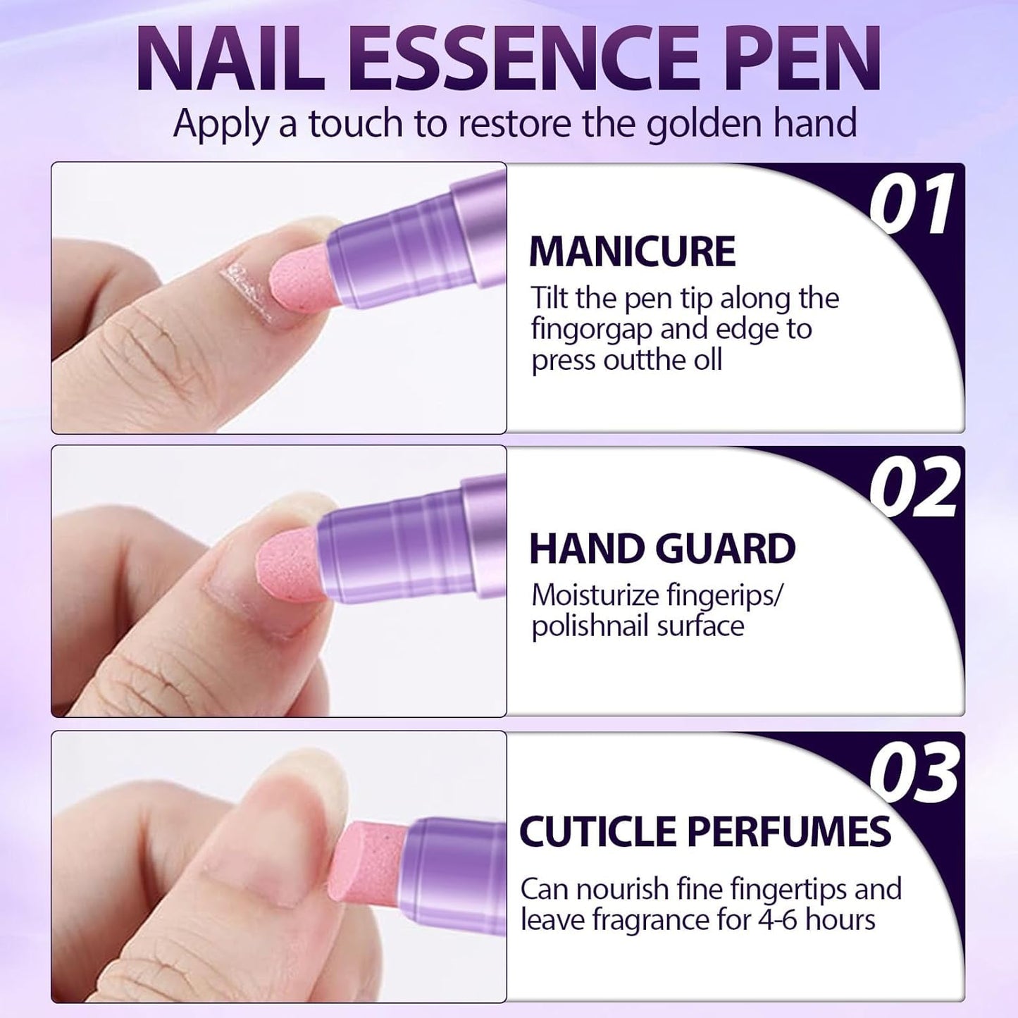 Ceramic Cuticle Oil Pusher Pen Set - 2-in-1 Cuticle Pushers & Oil Pens for Manicure & Pedicure | Purple