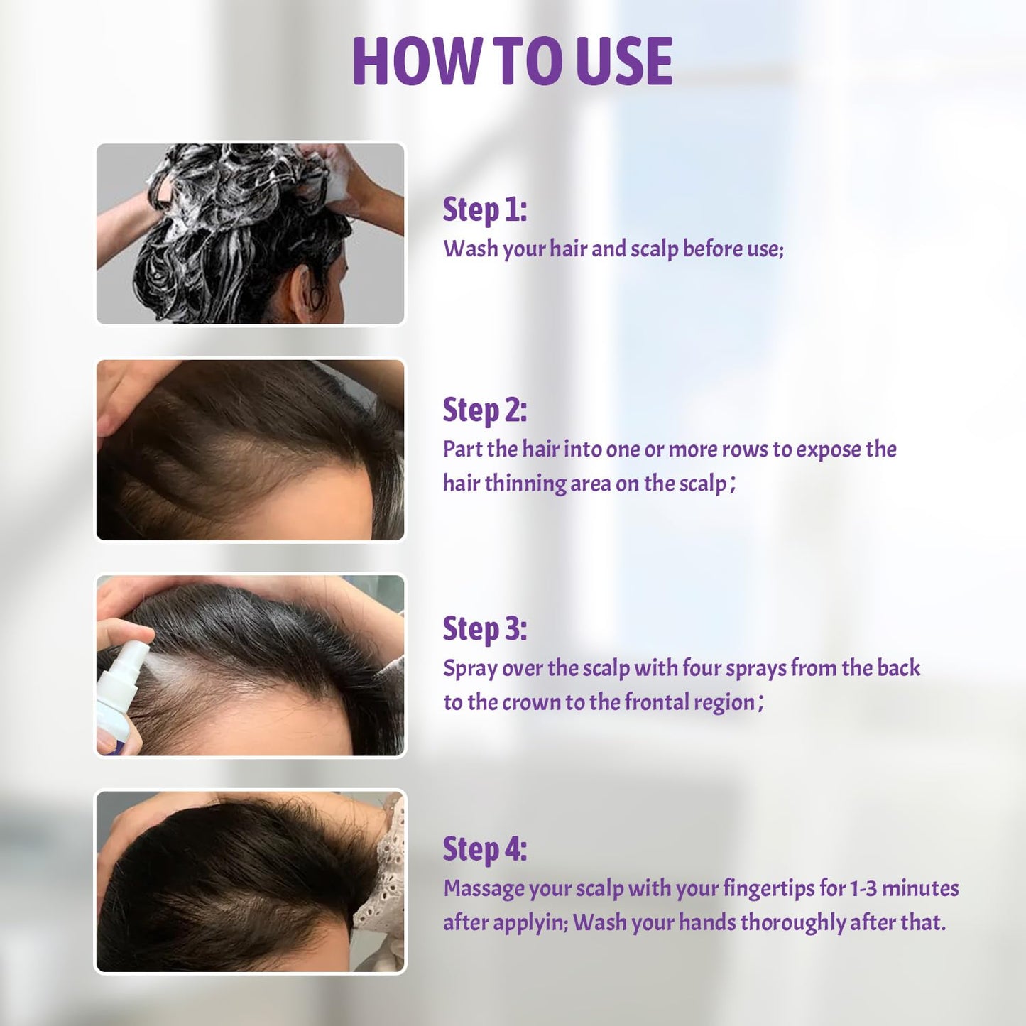 5% Minoxidil Spray with Biotin - Regrowth Treatment for Men Women, Promotes Thicker, Stronger, Fuller Hair, Prevents Hair Loss, for Men Hair & Beard, for Women Hair Growth, 3.38 oz (Purple)