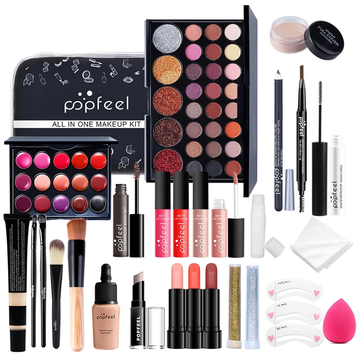 All-in-One Makeup Kit for Women - Hot Pink Essential Bundle | Eyeshadow Palette, Lipstick, Blush & More