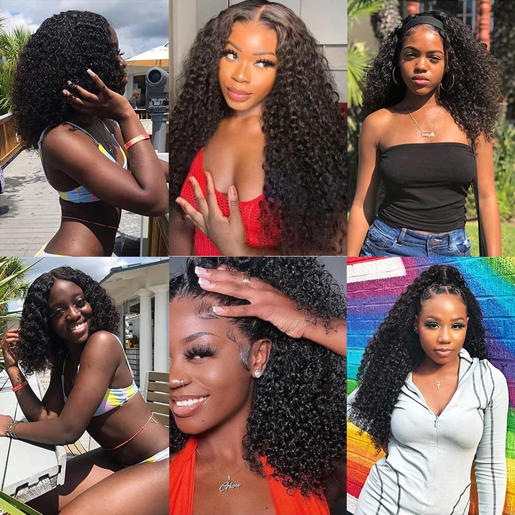 16 Inch Kinky Curly Clip ins Human Hair 110g 8pcs 20 Clips 3C 4A Curly Clip In Hair Extensions Real Human Hair Brazilian Virgin Hair Full Head for Women Natural Black Color