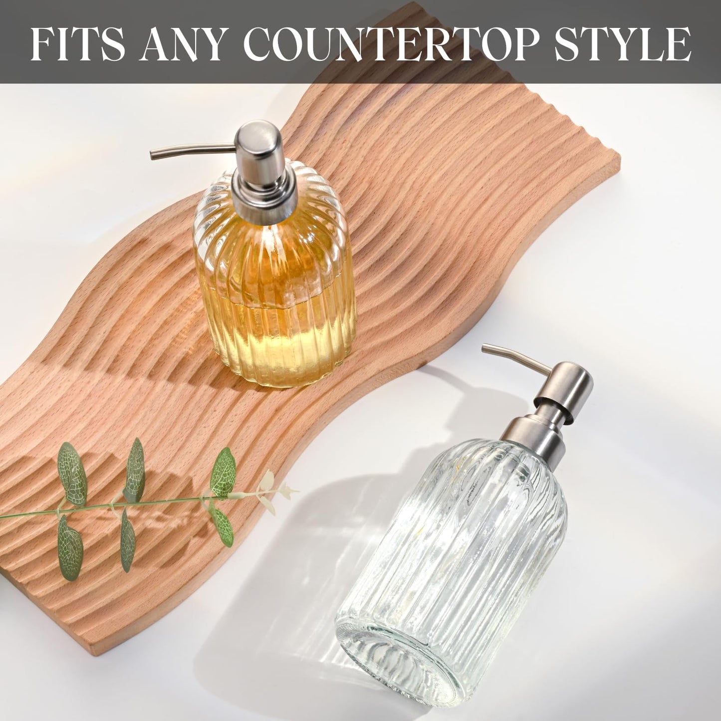zuxzmj Clear Glass Soap Dispenser with 304 Rustproof Stainless Steel Pump 18oz for Kitchen and Bathroom Hand Soap Dispenser Bottle