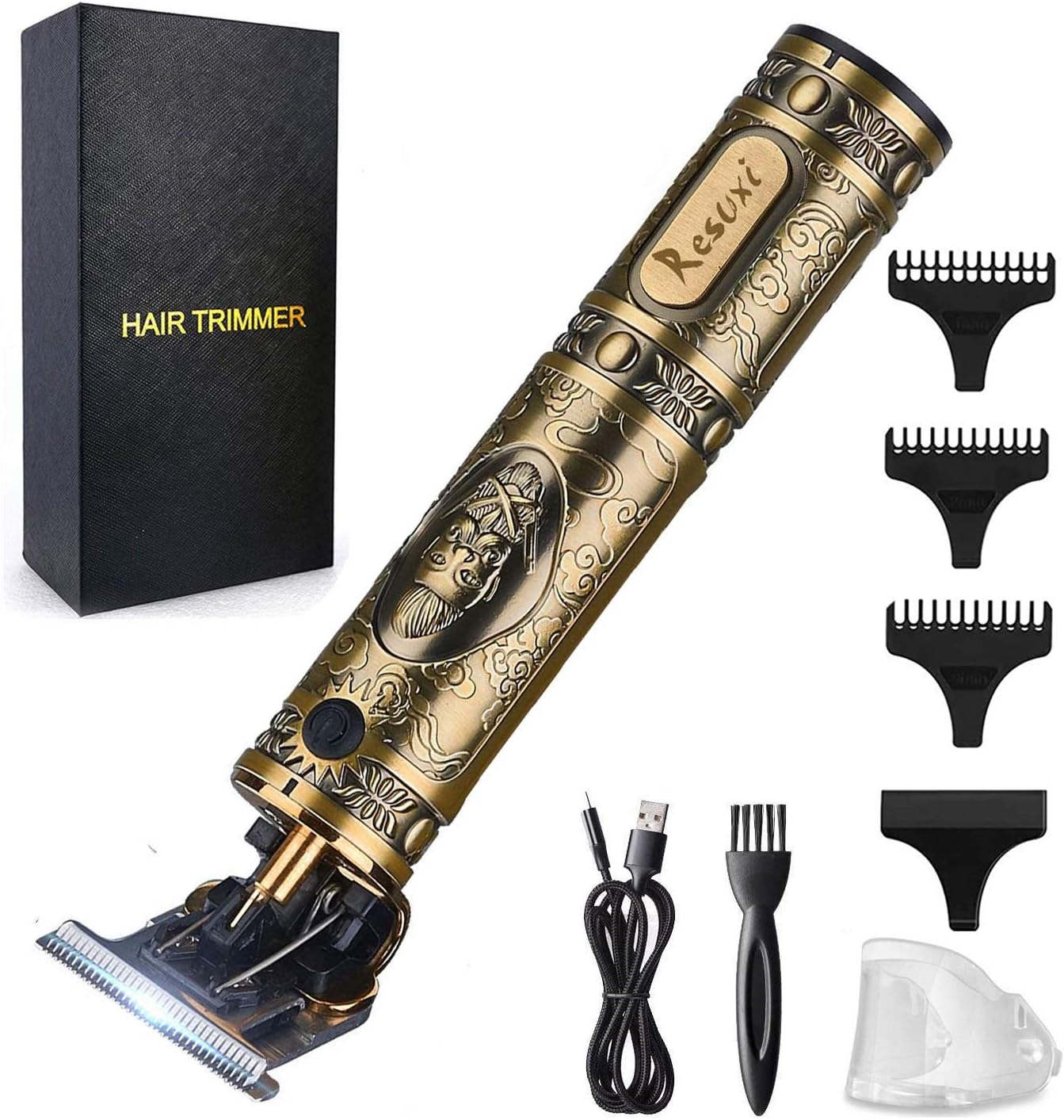 Professional Cordless Hair Trimmer for Men - T-Blade Beard Clippers | Gold Knight Close Cutting Kit