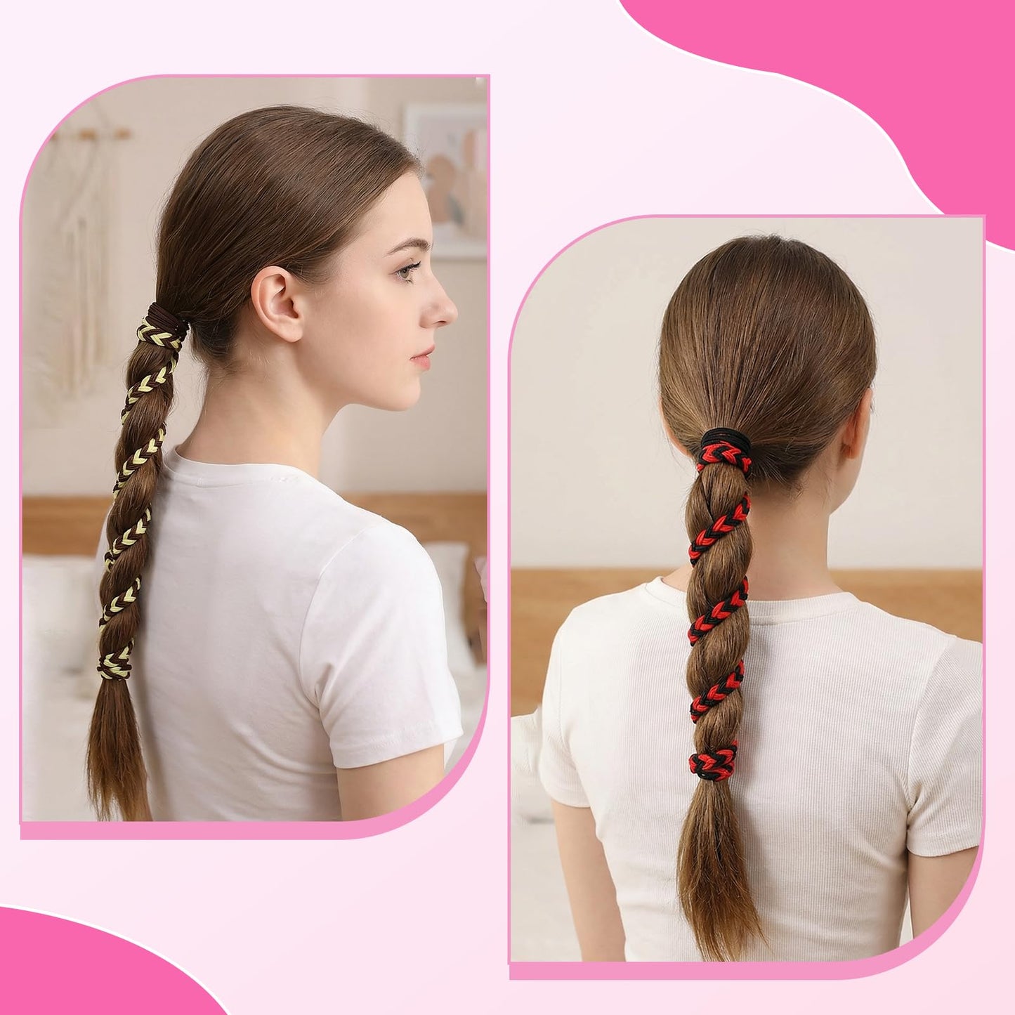 JJUNW 4Pcs Elastic Ponytail Holders for Women, Spiral Braided Hair Ties, Snag Free Coil Hair Ties for Fine Thick Curly Hair, for Swimming Sports Gym Diving Surf Motorcycle