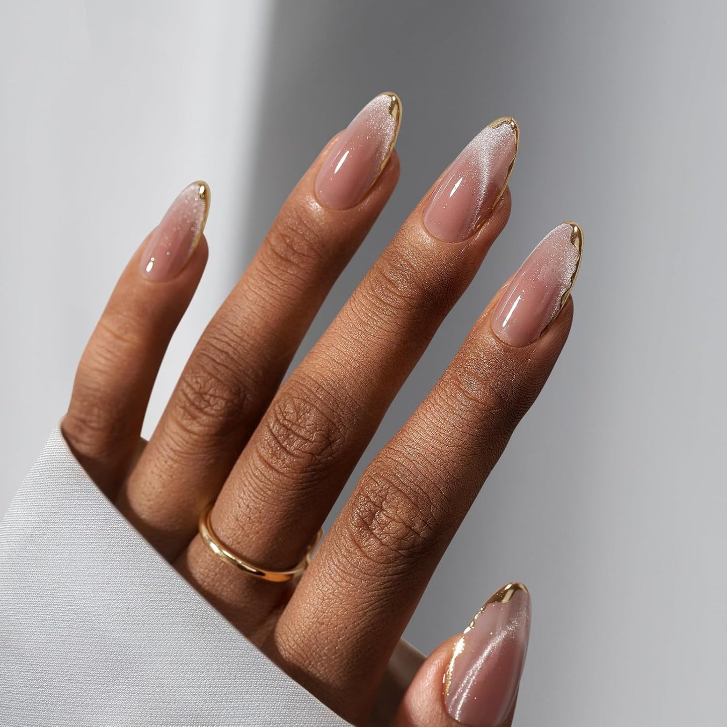 Press On Nails - 3D Butterfly French Tip Almond Design | Opaque Soft Gel, 16 Sizes, 32 Nail Kit