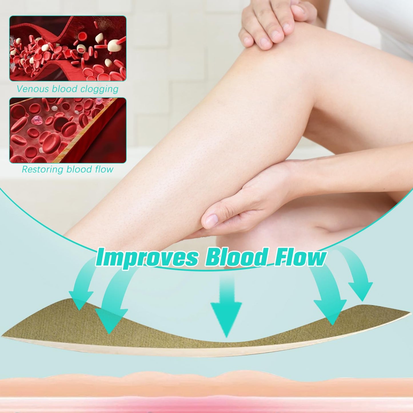 KEBEGE Leg Renew Varicose Veins Patch,Professional Relief for Varicose Veins in The Legs，Natural Ingredients Leg Treatment for All Skin Types (2 Pack)
