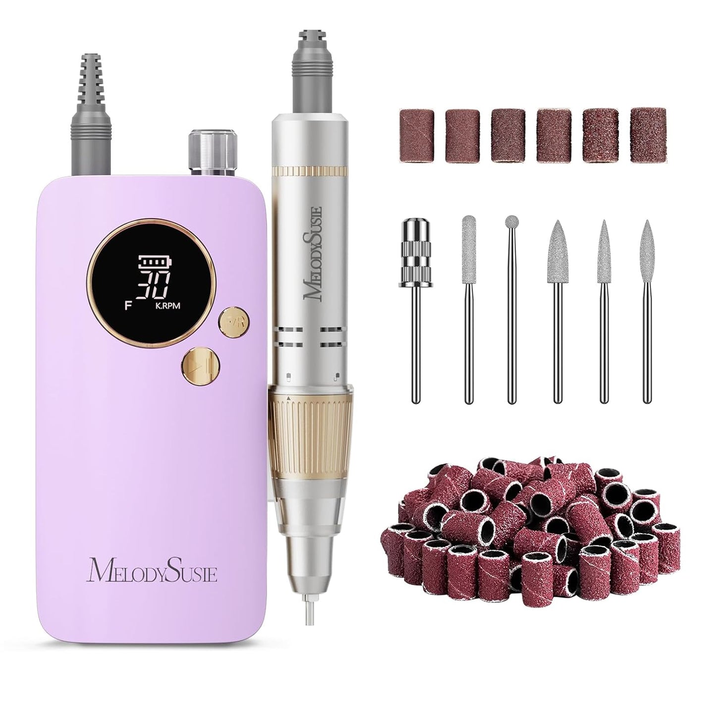 Clip-On Rechargeable Nail Drill - 30000RPM E-File for Manicure & Gel Removal | Pastel Design, Ideal for Training & Home Use