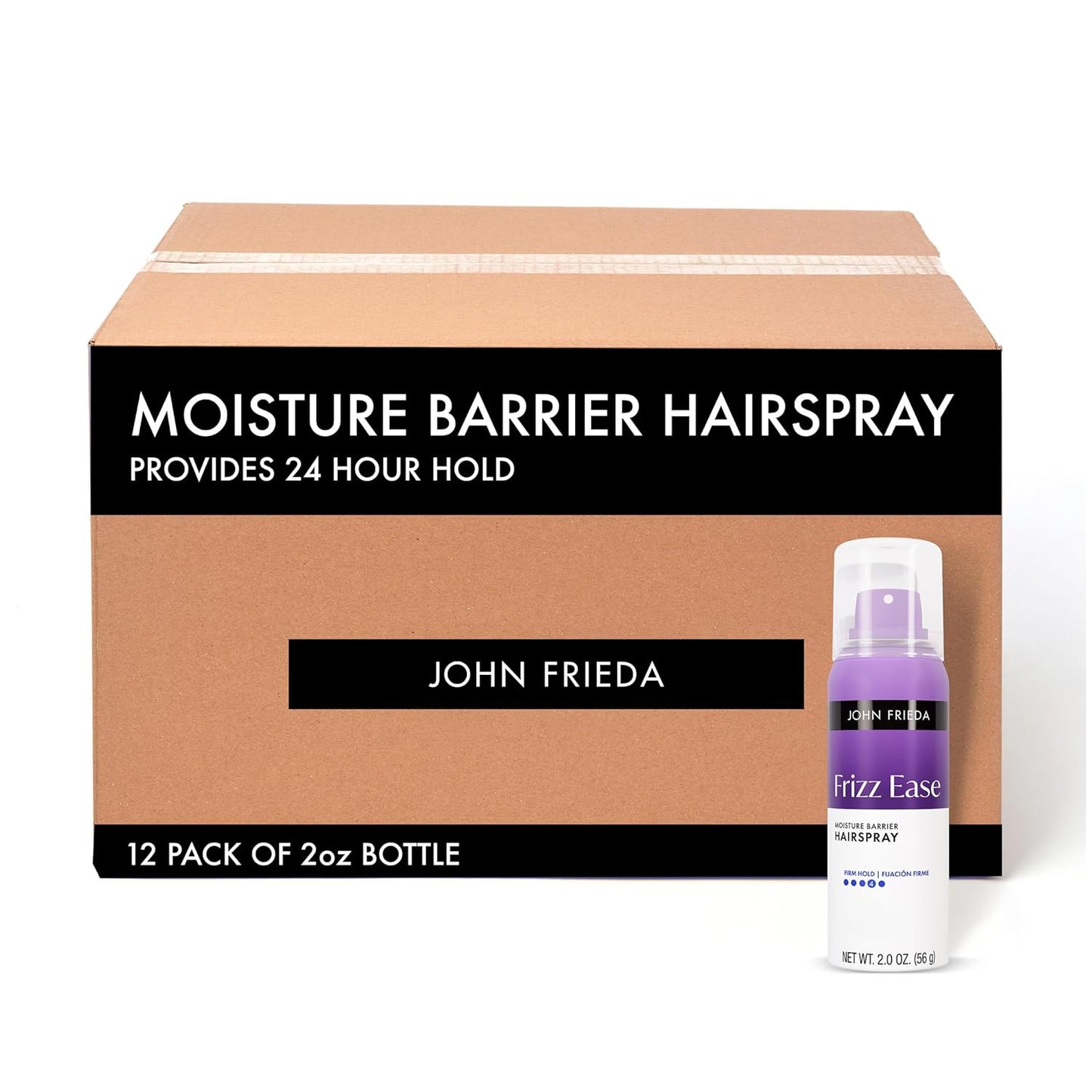 John Frieda Frizz Ease Hairspray - Moisture Barrier, Blocks Frizz & Heat Protection | 2 Oz, Pack of 12