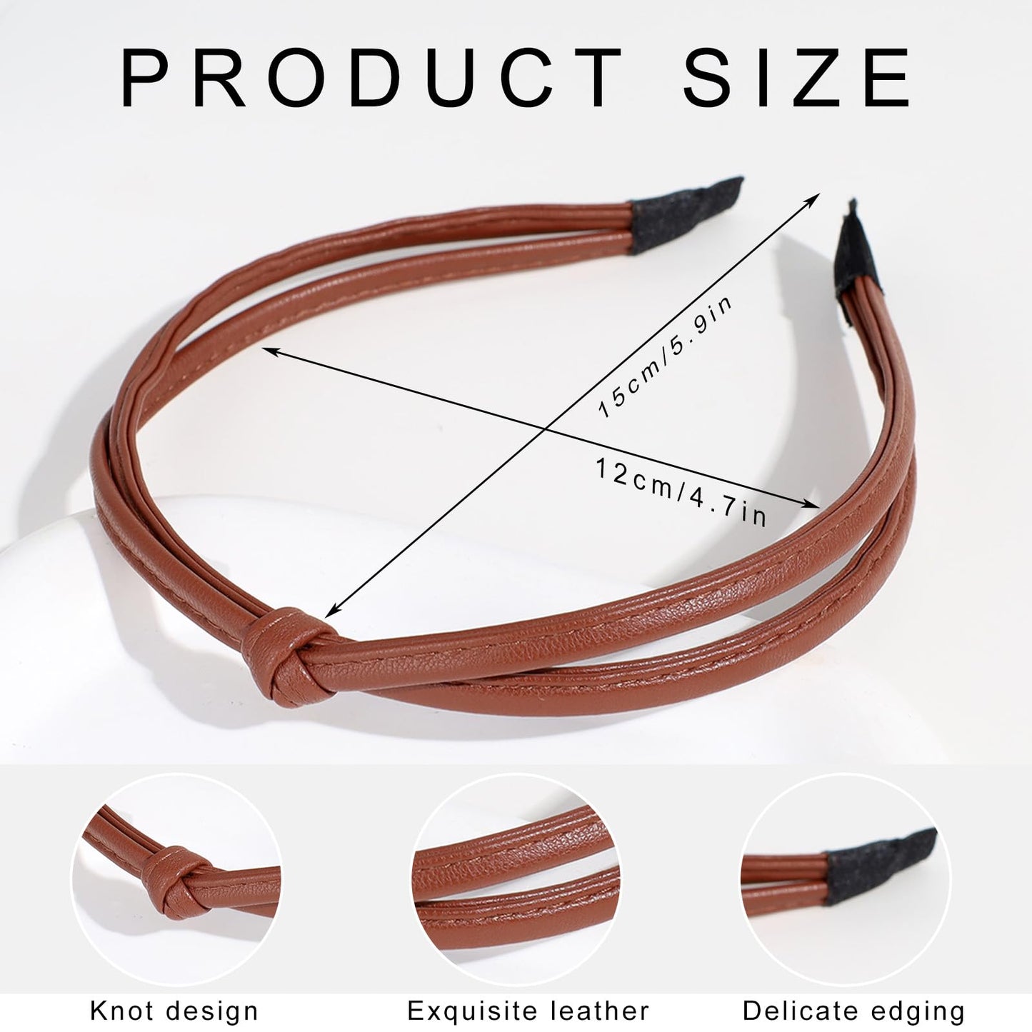 5 Pcs Cute Knotted Head Bands for Women’s Hair – Trendy Thin Leather Headbands, Fashion Kont Non-Slip Knot Hair Styling Accessories in Five Colors