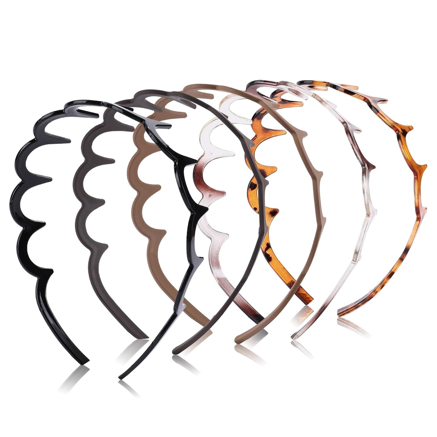 Zig Zag Headbands for Women - Non-Slip Wavy Plastic Hair Combs | 5 Pack, Classic 90s Style