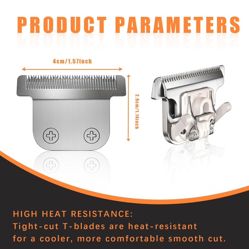 2 Pack T-Blade Detachable 40mm Replacement blades Compatible with Wahl Trimmers 9864/9864SS/9686/9818A/9854L/9876L/9854 etc，Made of Stainless Steel Blades