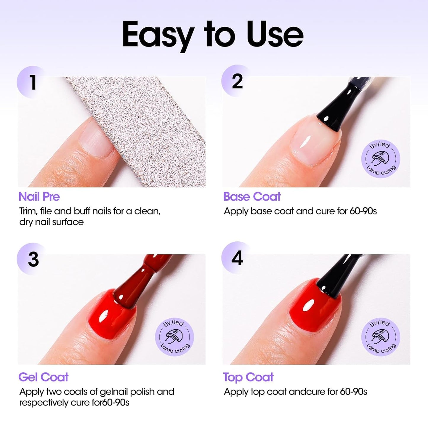 GELLEN No Wipe Gel Top Coat Set - 2 Pcs 18 ml Glossy Nail Polish for Home Salon Manicure