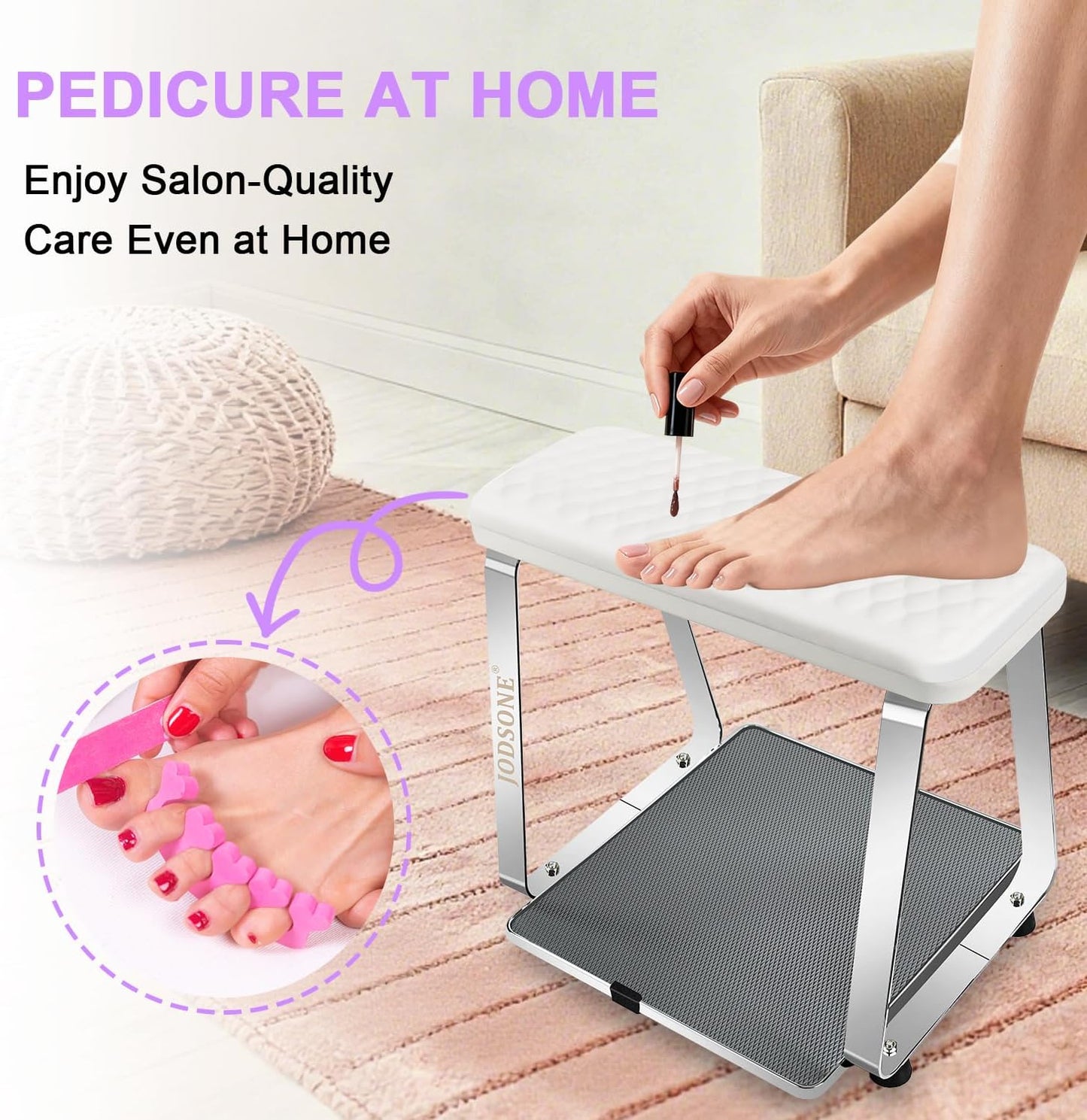 Pedicure Foot Rest - Soft Cushion Nail Stand for Home & Salon | Detachable Stainless Steel Design