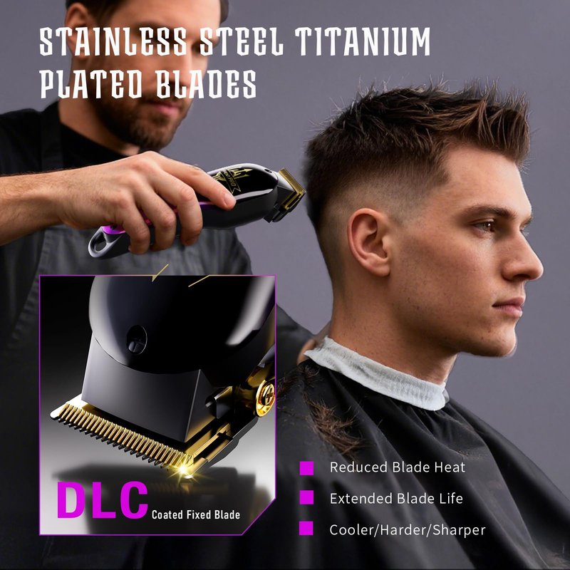 SUPRENT® PRO Professional Hair Clippers for Men- Premium Barber Clippers DLC-Coated Blade & Brushless Motor- Rechargeable Haircutting Kit with DIY Customizable Casing- Gift for Men