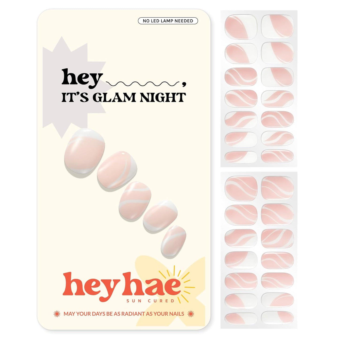 Semi Cured Gel Nail Strips - Ombre Beige Brown | Easy Apply & Remove, Salon Quality | 28 Strips, Prep Pads, Nail File & Stick