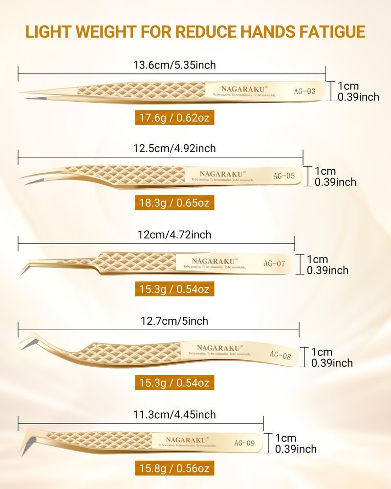 NAGARAKU Precision Fiber Tip Tweezers for Eyelash Extensions
