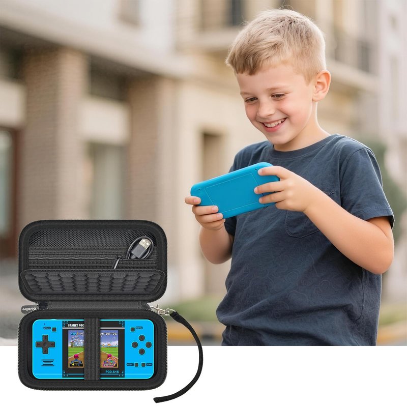 Case for WELLST·G Handheld Game for Kids Adults, Universal fit for TaddToy/ for Beijue 16-Bit Handheld Console - Retro Video Games Travel Storage Cover Bag, Portable Electronic Organizer Holder, Black