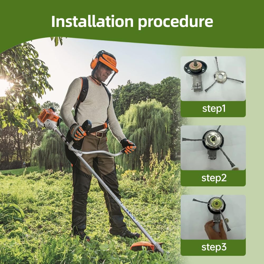 6 Inches Steel Wire Grass Trimmer Head, Upgrade Wire Trimmer Head Replacement for Electric Battery Powered Cordless String Trimmer, Weed Eater, Metal Weed Eater Blade (1, 6 Blade)