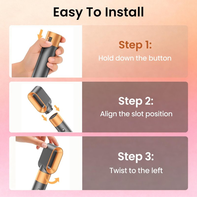 Pre-Styling Dryer Nozzle Attachment for Dyso.n Airwrap -HS01 HS05 HS08 Replacement Concentrator for Smooth Blowouts, Frizz Control & Precision Styling,Nickel/Copper