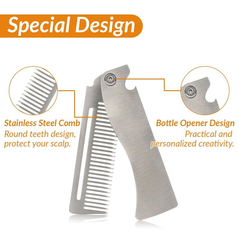 Hair Combs for Women and Men Folding Beard Comb Stainless Steel is Durable
