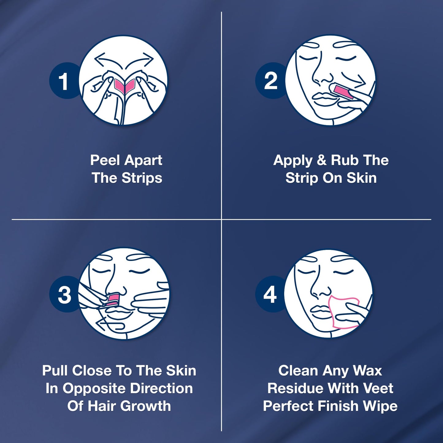 Veet Face Cold Wax Strips for Normal Skin, Pack of 20