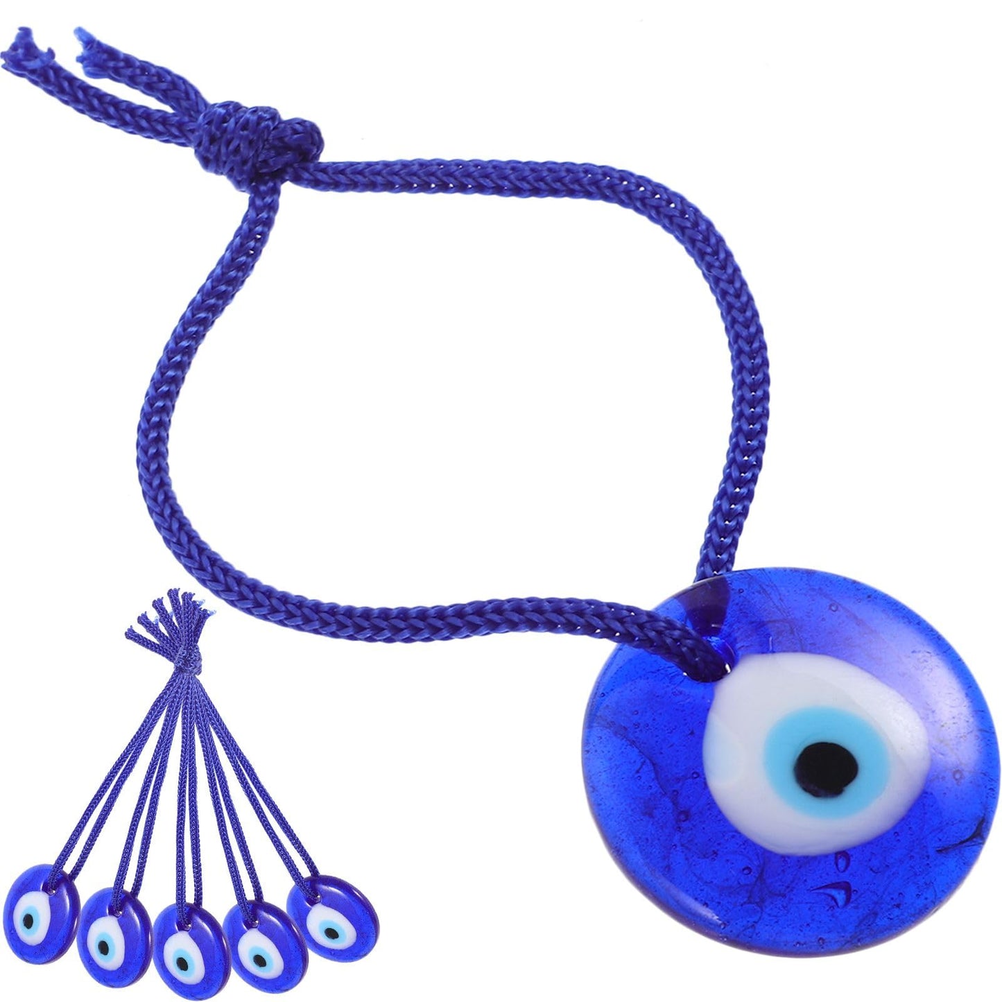 6Pcs Turkish Blue Evil Eye Hanging Decor Glass Eye Pendant Ornaments for Wall Decor Unique Turkish Style Blue Eye Beads for Home Decoration and Protection