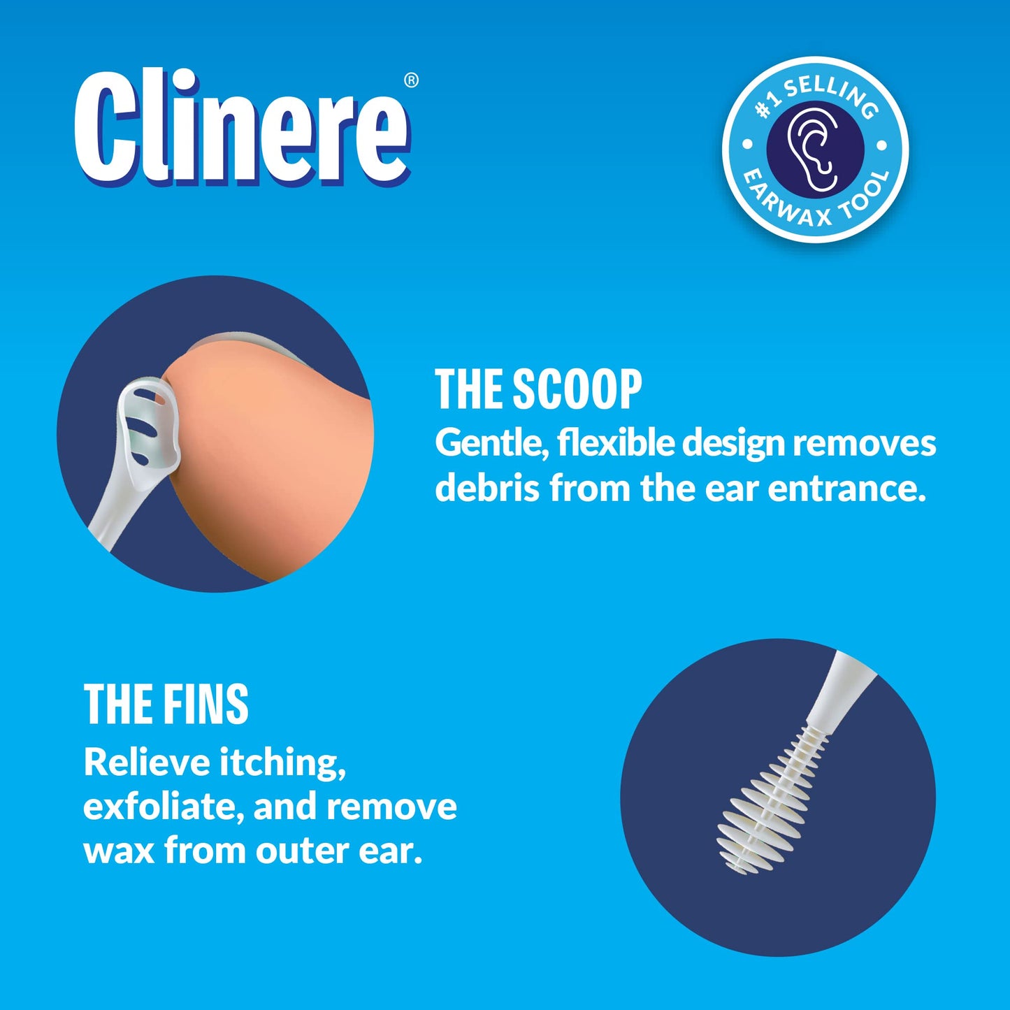 Clinere® Ear Cleaners, Gentle Ear Cleaning and Ear Wax Removal Tool, Itch Relief, Exfoliates, 10 Count