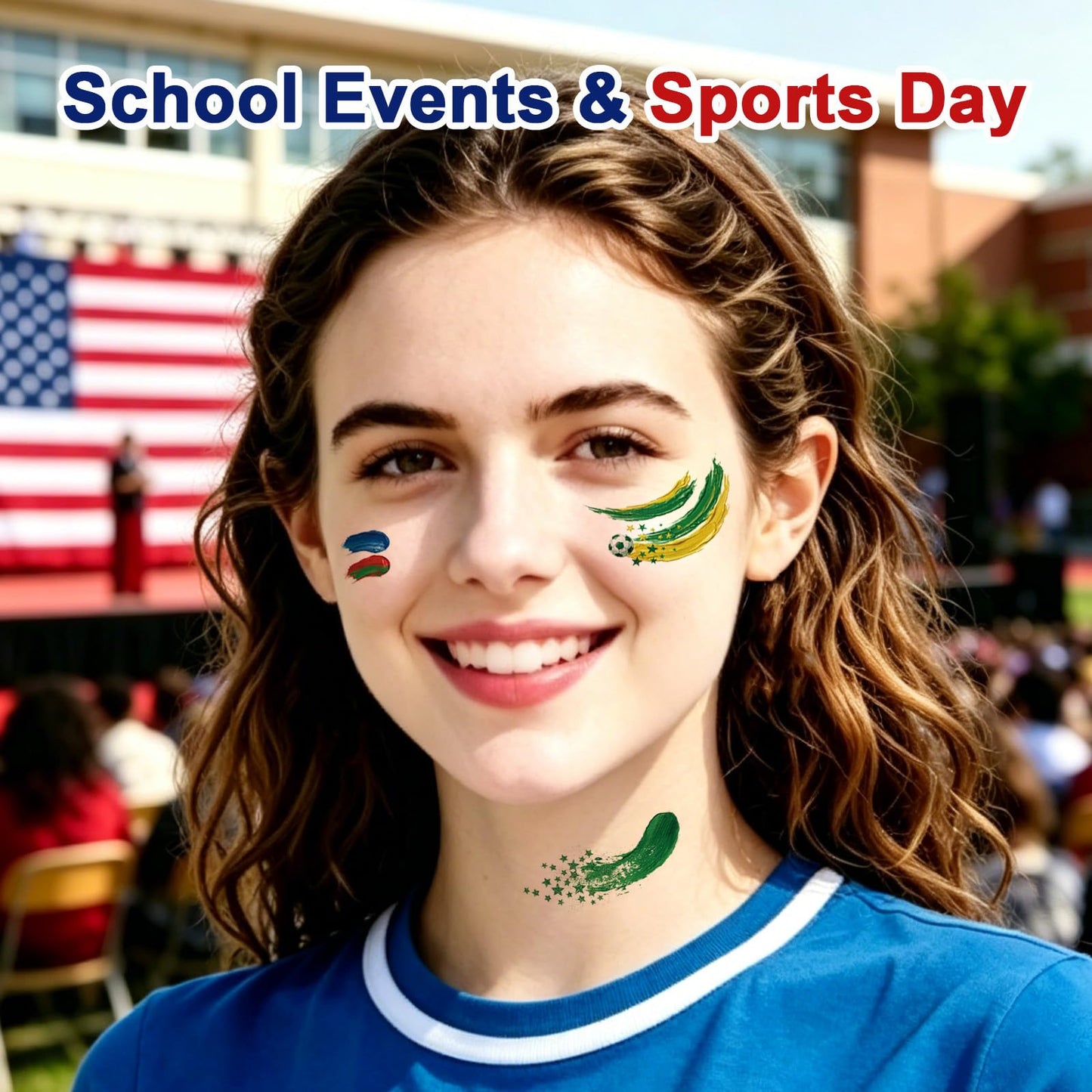 2026 World Cup Patriotic Face Stickers, Game Day Waterproof Face Tattoos with USA Flag Decorations, Skin-Safe for Sports Events, National Holidays & Festivals (USA)