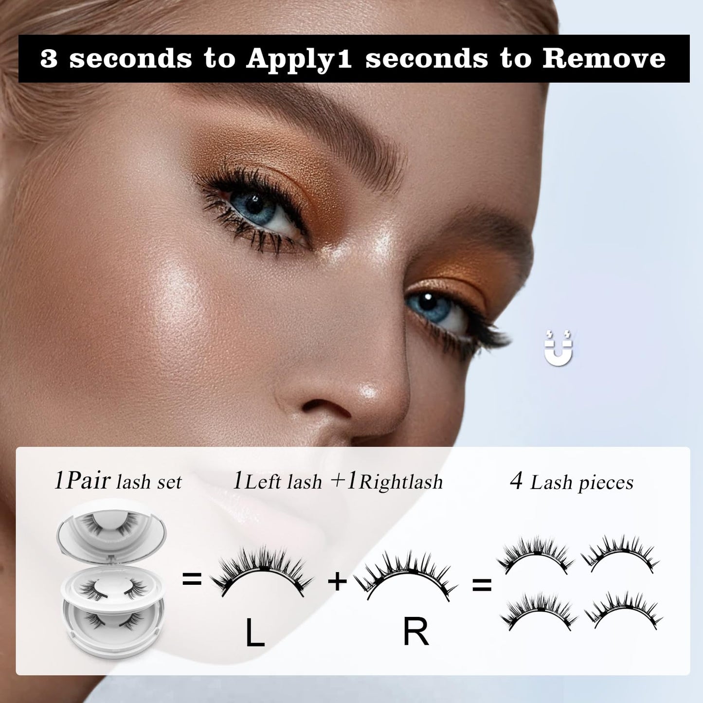Meylora Magnetic Lashes,2026 New Magnetic Eyelashes with Applicator Natural Look,No Glue Needed Reusable Eyelashes Kit for Women(02+03+06)