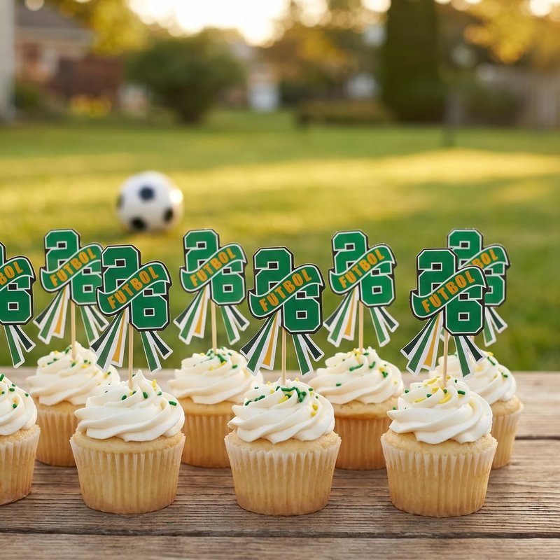 Housoutil 2026 Soccer Cupcake Topper, 60PCS Football Cupcake Picks for 2026 USA Canada Mexico Football Matches Game, Sports Party Decorations Set for Birthday Party Sports Game Food Appetizer