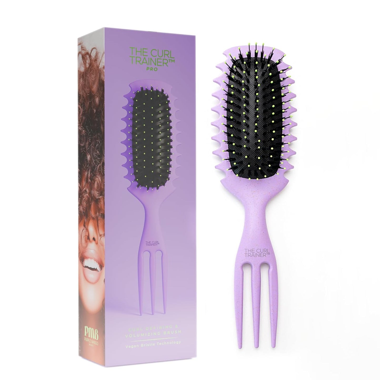 Curl Trainer Pro Curl Defining Brush - Styling Tool for Curly & Wavy Hair | Built-In Volume Pick, Purple