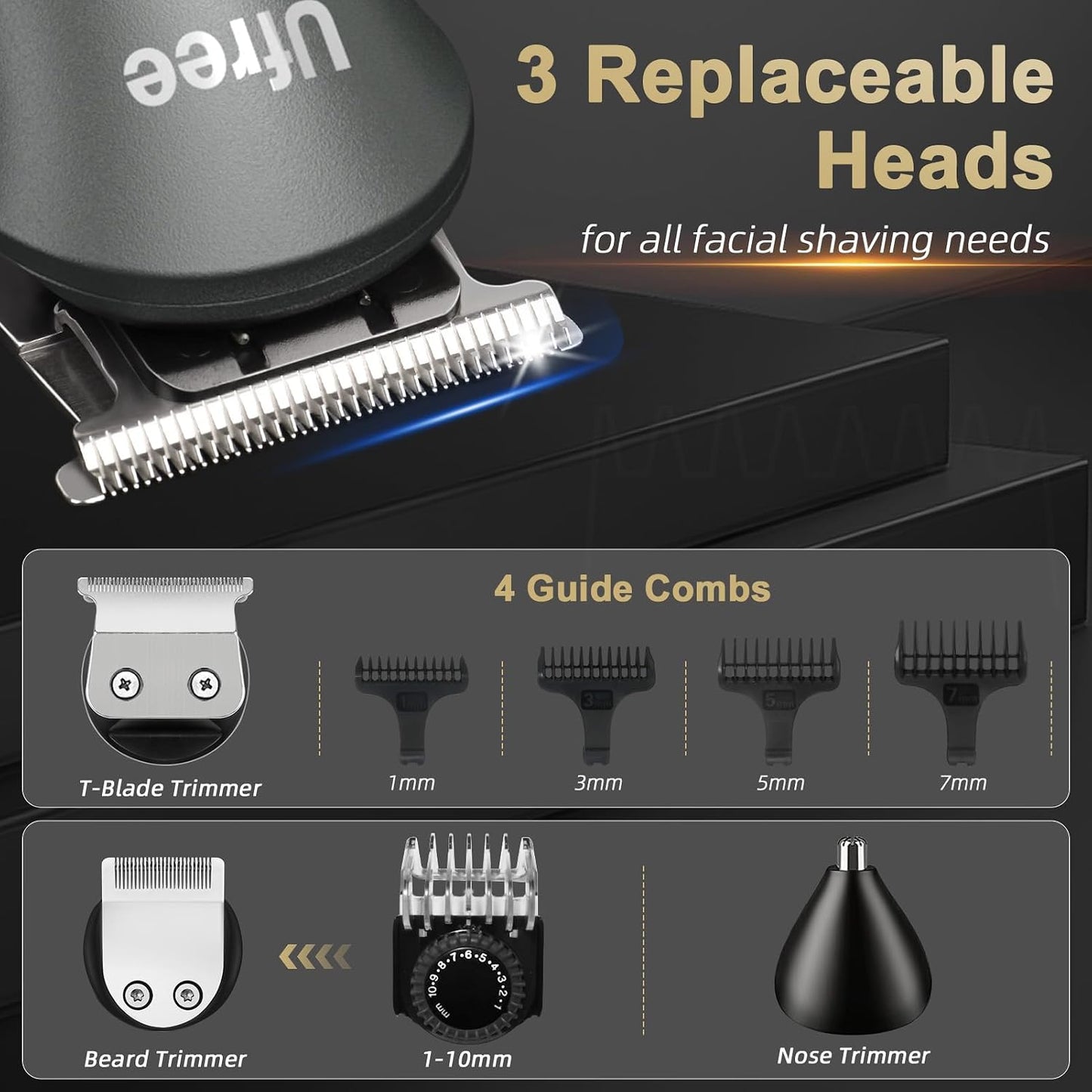 Beard Trimmer for Men - Cordless Electric Hair Clipper & Grooming Kit | Nose, Face, Ear, Body Care