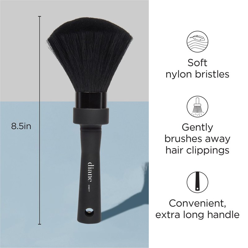 Diane Neck Duster Brush for Hair Cutting, Removes Loose Hair from Neckline and Ears, Barber Supplies and Salon Accessories, Soft Nylon Bristles, Stand Up Base, 8.5"