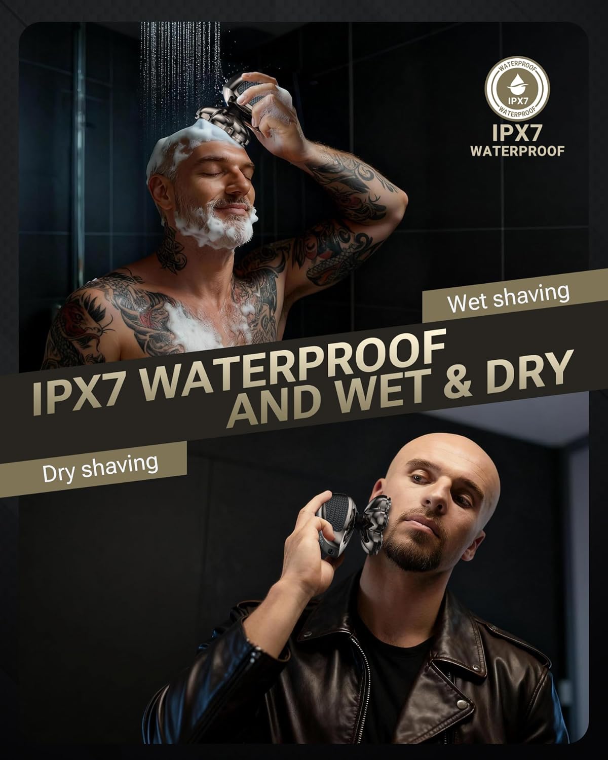 7D Floating Head Shaver for Bald Men - IPX7 Waterproof Electric Razor with Flexible Heads & LED Display