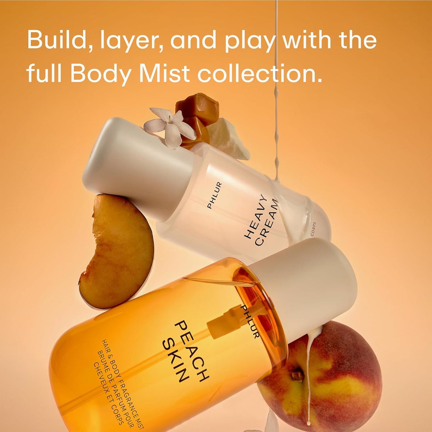 PHLUR Peach Skin Body Mist - Women's Hair & Body Perfume with Peach Bellini, Bergamot, Vanilla Orchid | 8 Fl Oz