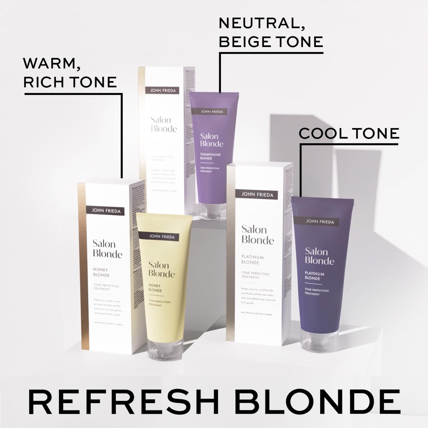 John Frieda Salon Blonde Champagne Tone Perfecting Treatment with Protein-Peptide Complex, Hair Toner, Toner for Blonde Hair 4 fl oz
