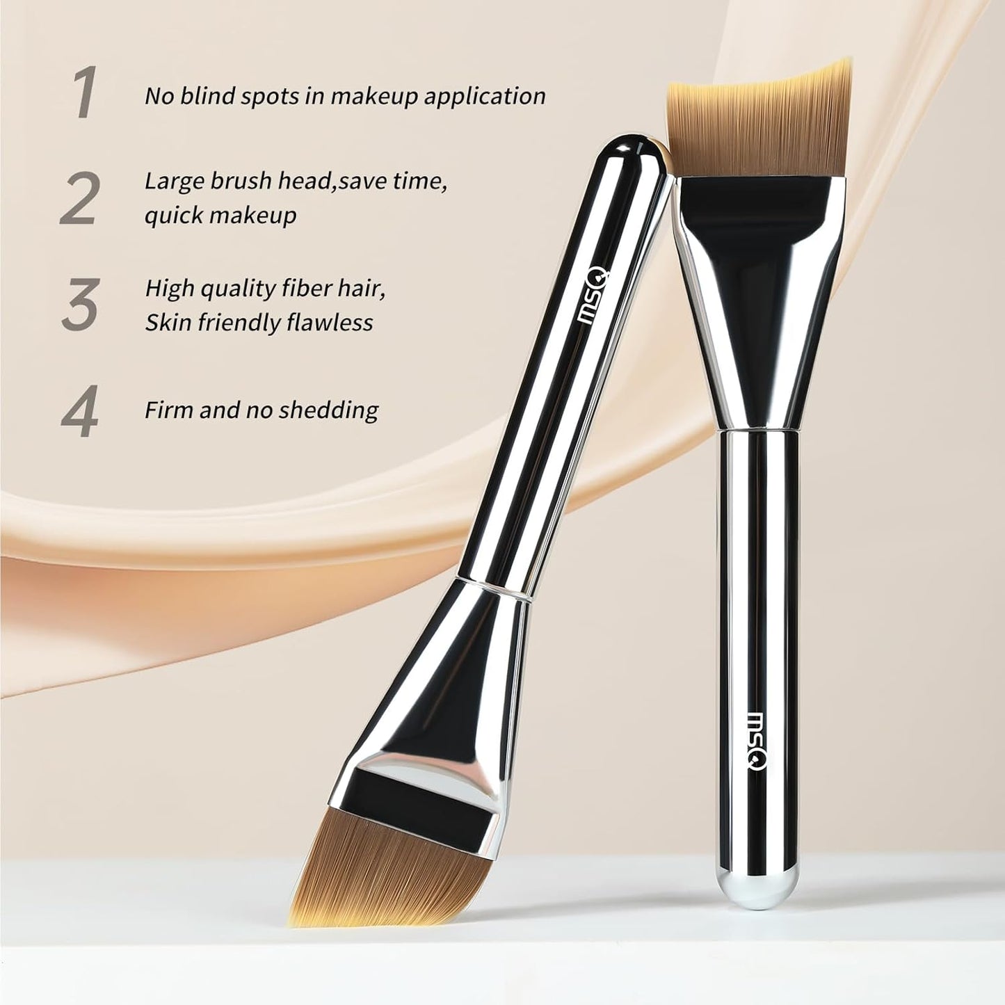 MSQ Foundation Brush - Angled Makeup Brush for Liquid Foundation & Cream Blending | Ultra Thin Design