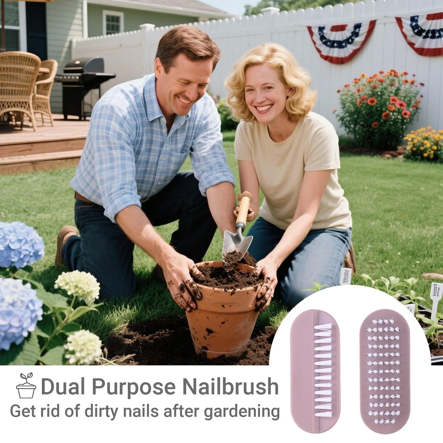 Nail Brush for Cleaning Fingernails - 2-Sided Scrub Brush with Soft & Stiff Bristles | 4-Pack for Men, Women & Kids