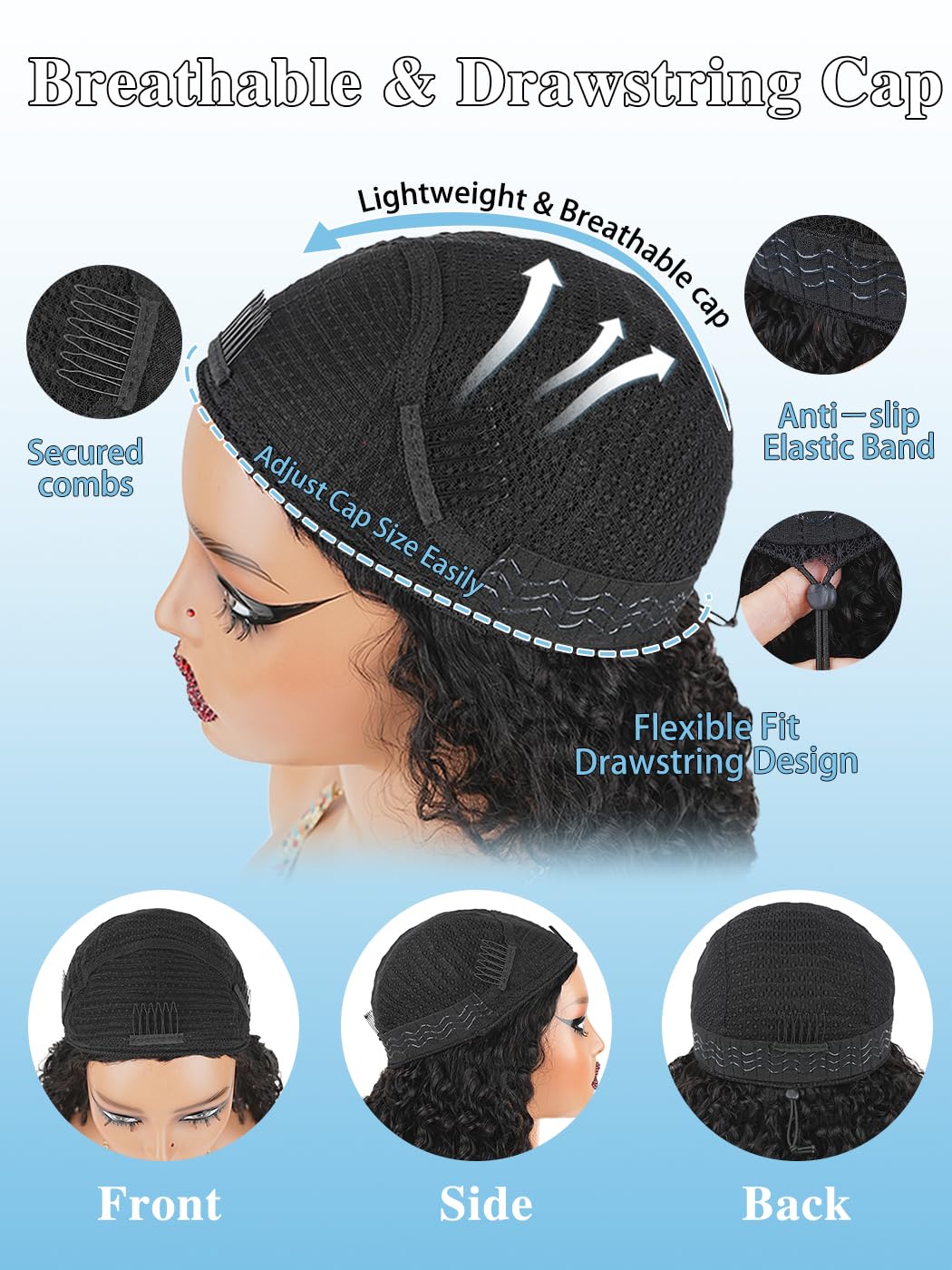 Burmese Curly Half Wig - 24 Inch Human Hair for Black Women | Glueless, 180% Density, Natural Black