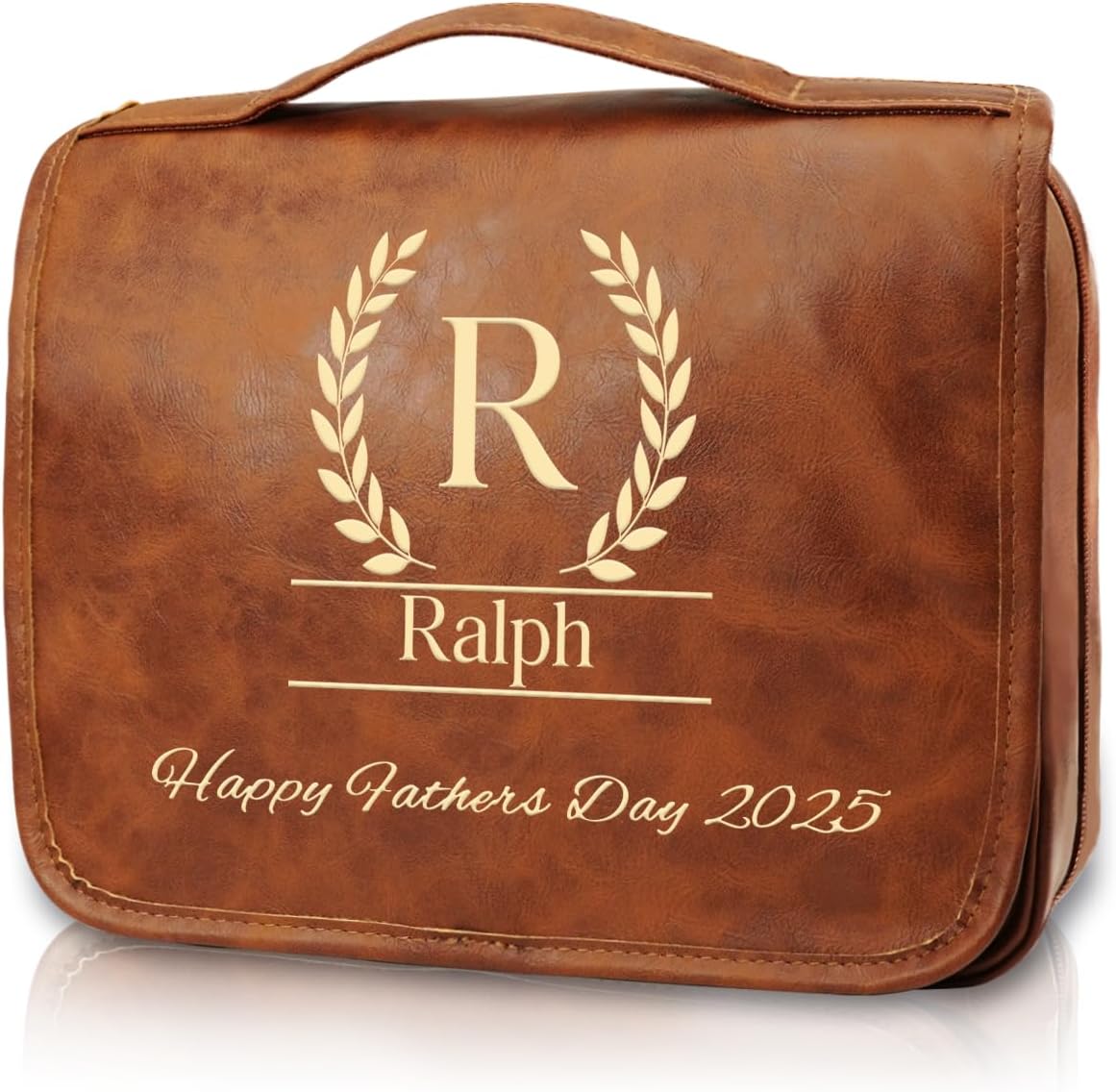 Personalized Toiletry Bag for Men - Custom Leather Shaving Bag | Engraved Travel Gift for Dad, Husband, Groomsmen, Son