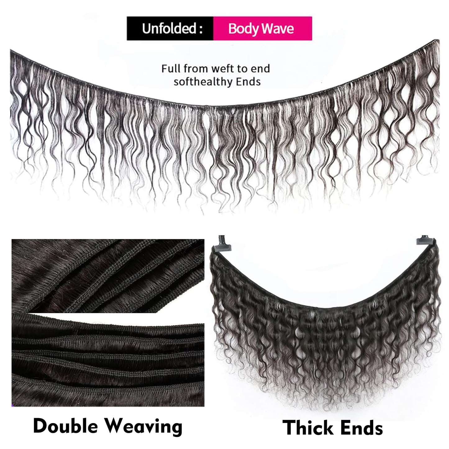 Human Hair Bundles 12 14 16 Inch Body Wave Bundles Human Hair 3 Bundles 100% Unprocessed Brazilian Raw Weave Bundles Human Hair Extensions for Black Women Natural Color