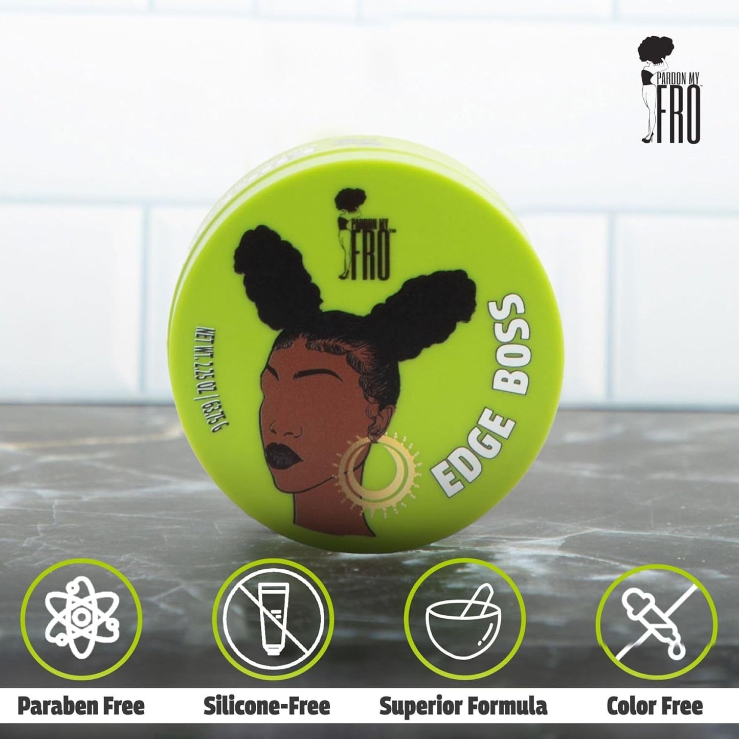 Pardon My Fro Edge Boss Gel Extra Hold Control Styling Formula Care 2.25 Oz