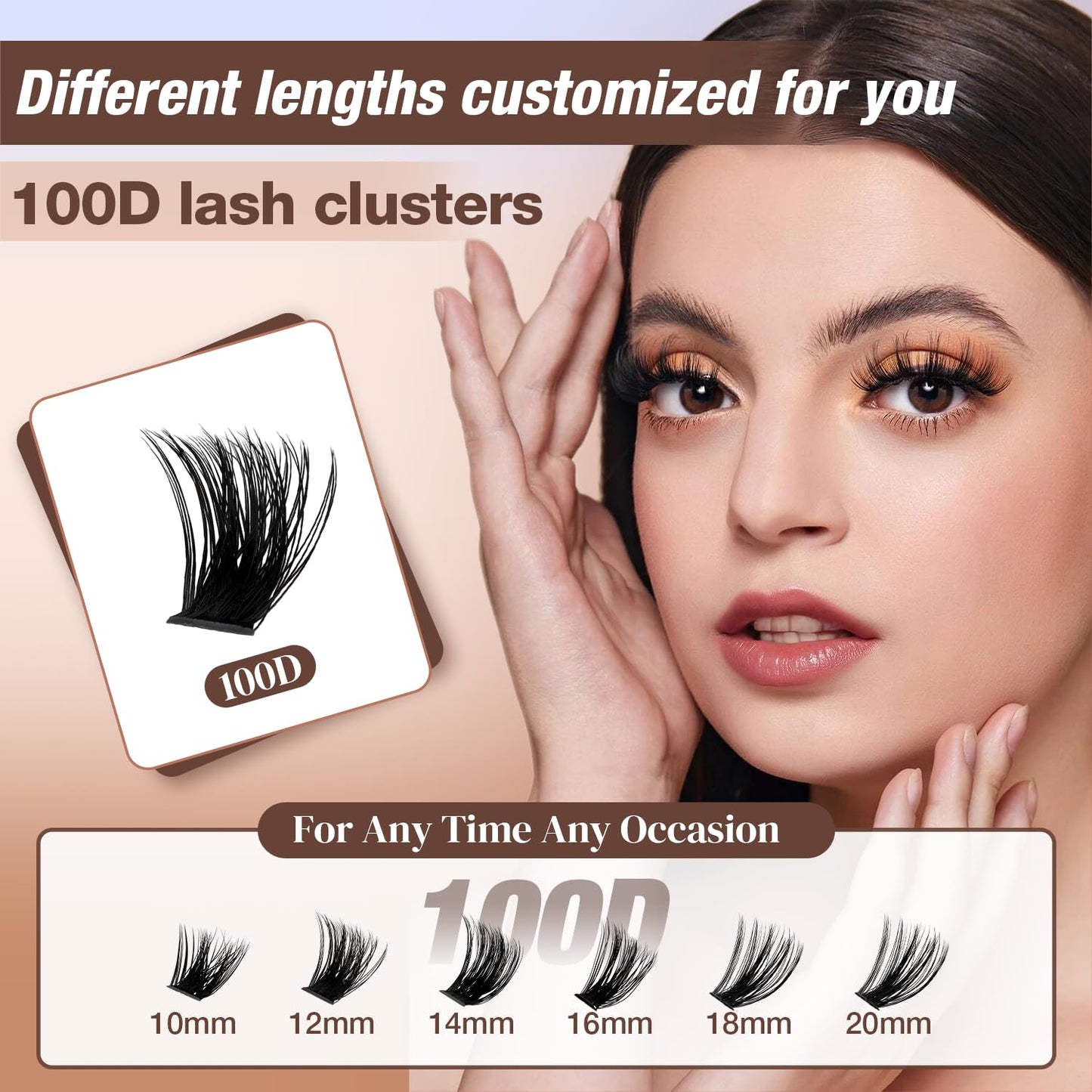 AILAISHI Lash Clusters Kit, DIY Cluster Eyelash Extensions 10‑20mm, 100D, 192pcs Fluffy D Curl Natural Lashes with Bond & Seal,Remover,Tweezers, Fake Cat Eye Individual Clusters