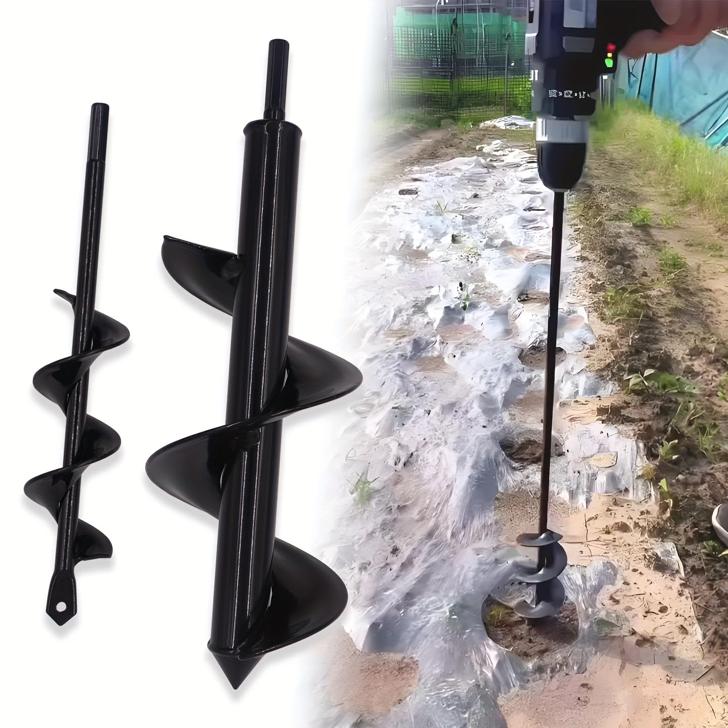 Garden Auger Spiral Drill Bit Gardening Flower Planter Earth Drill Planting Hole Digger Tool Loose Soil Drill Bit Accessories (4cm*22cm)