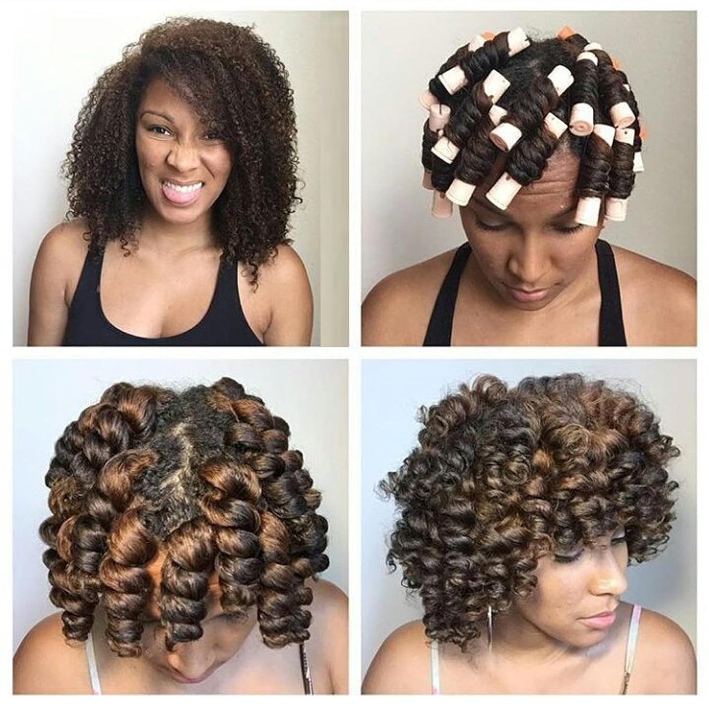 Perm Rods for Short Hair - 40 Pcs Beige Plastic Curlers for Black Women | Medium Size Peach Hair Rollers