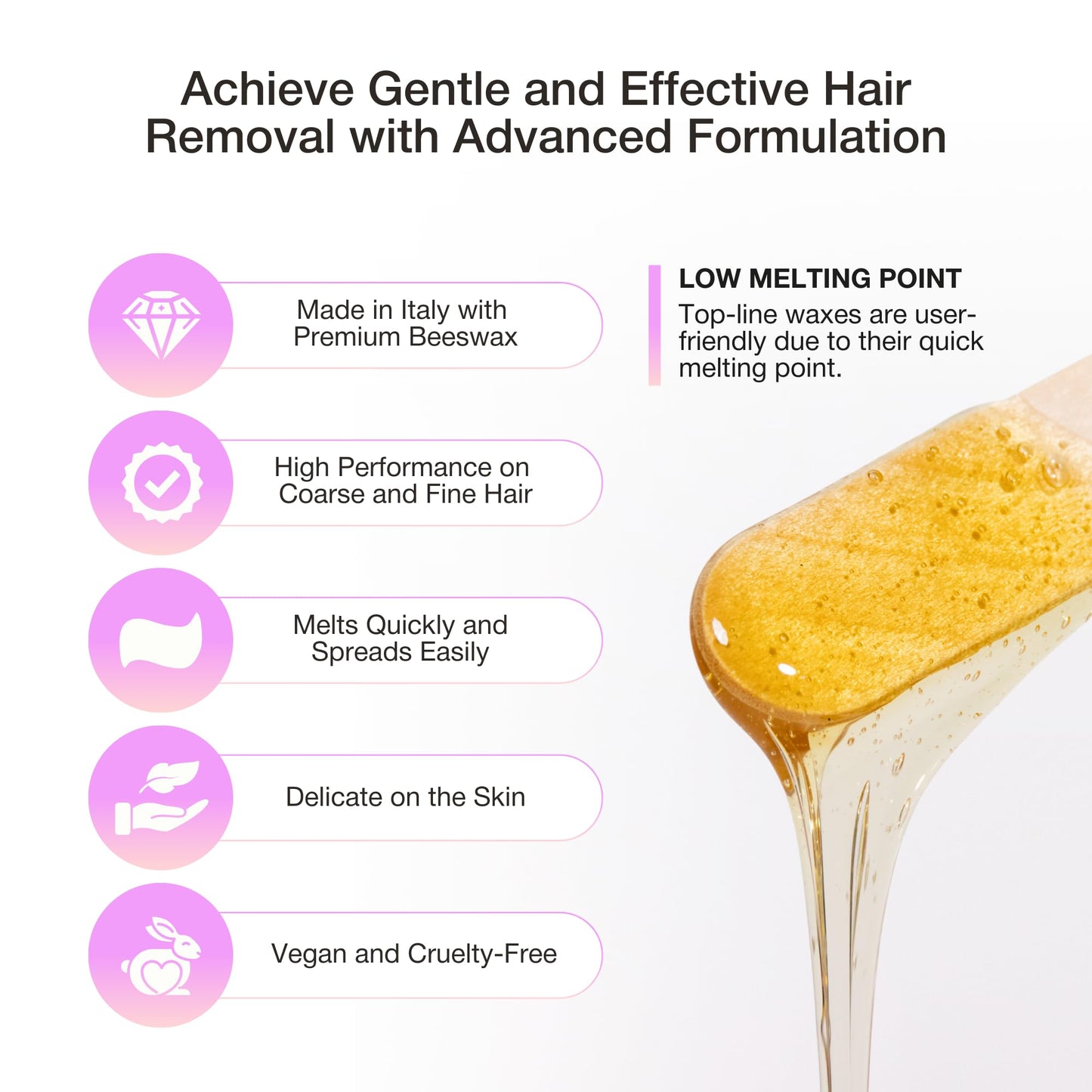 Curacoro Italian Wax Beans - 200g Hard Wax Beads for Full Body Hair Removal on Face, Body, Brazilian, Bikini, Legs, Underarms, Skin-Friendly Waxing Beads for Women & Men, Made in Italy (Honey)