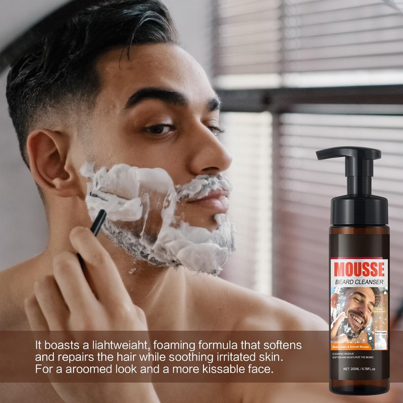 GUOYAOLIFU Foaming Bright and Fresh Scent Beard Wash for Men, Foaming Fresh Scent Beard Wash, Deep Cleaning, Non-Drying, Hydrating Gentle Cleanser For All Beard Types & Lengths